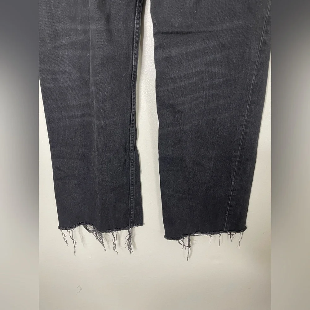 Zara Black High Rise Wide Leg Jeans US 2 - Picture 6 of 10